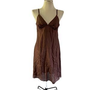 Y2K 2000s Brown Babydoll Slip Dress Sz 4 Forest Fairy Grunge